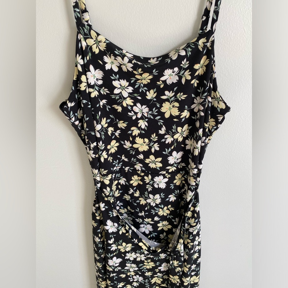 Butter Yellow Floral Wrap Dress